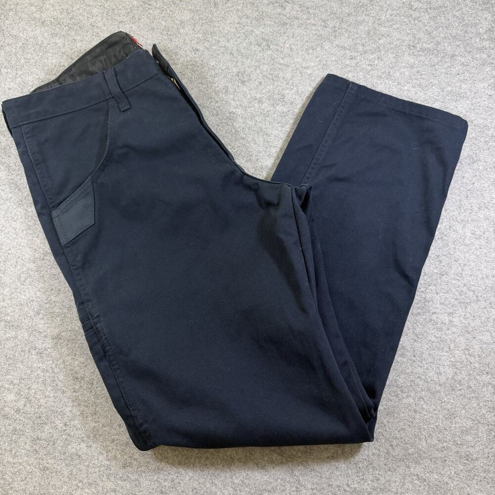 Wrangler Workwear Pants Mens 34x30 Navy Canvas Durable Utility Carpenter Ripstop